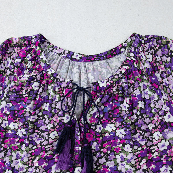 Violet Bloom Tassel Blouse