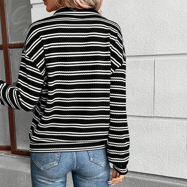 Midnight Stripe Half-Zip Pullover