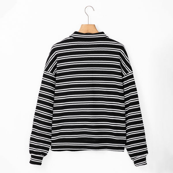 Midnight Stripe Half-Zip Pullover