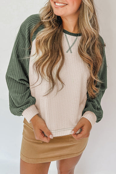 Evergreen Breeze Waffle Knit Top
