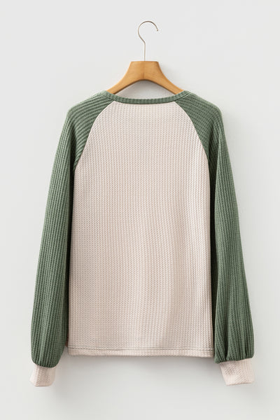 Evergreen Breeze Waffle Knit Top