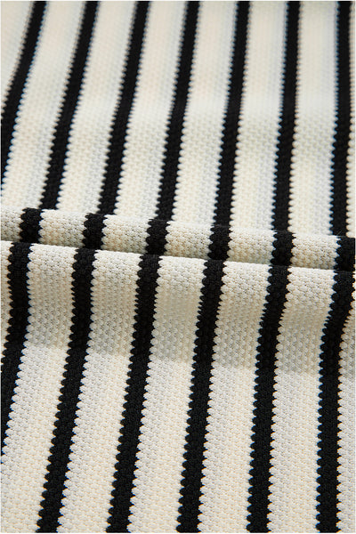 Mono Stripe Lace Flutter Top