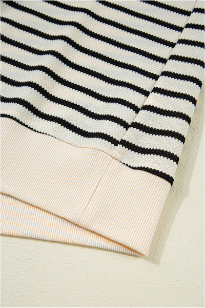 Mono Stripe Lace Flutter Top