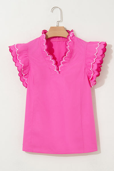 Hot Pink Scallop Flutter Top