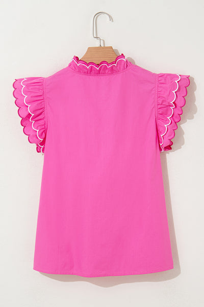 Hot Pink Scallop Flutter Top