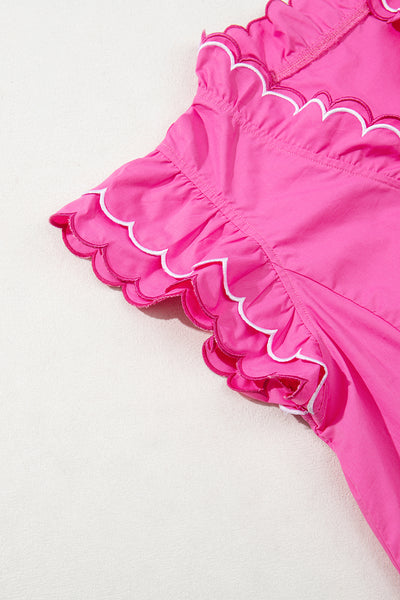 Hot Pink Scallop Flutter Top