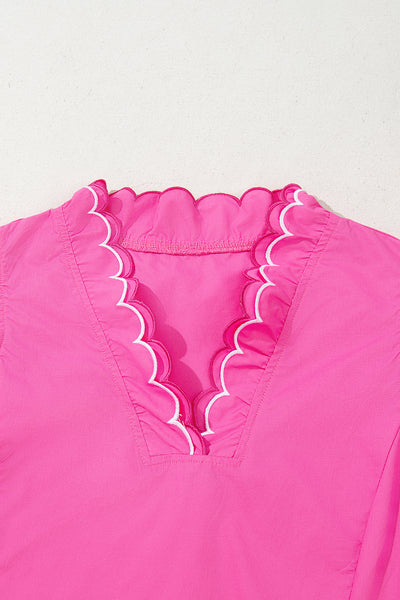Hot Pink Scallop Flutter Top