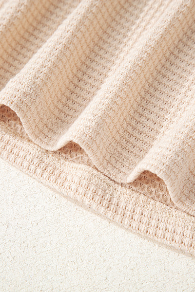 Cream Waffle Hooded Pullover