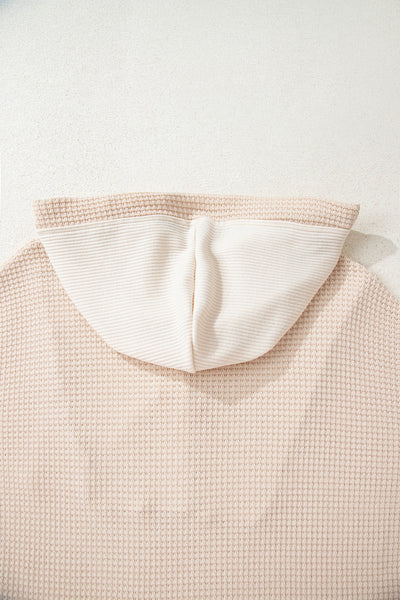 Cream Waffle Hooded Pullover