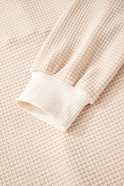 Cream Waffle Hooded Pullover