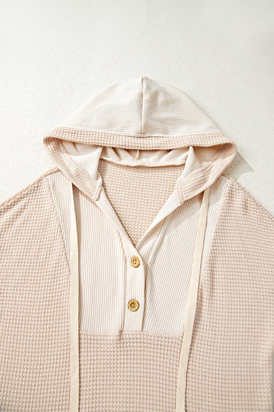 Cream Waffle Hooded Pullover