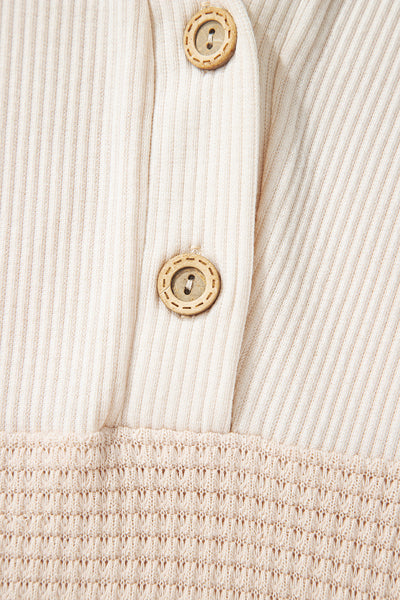 Cream Waffle Hooded Pullover