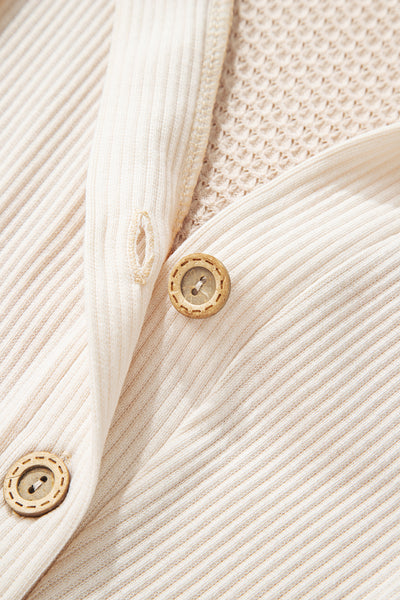 Cream Waffle Hooded Pullover
