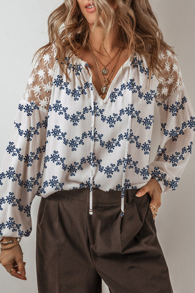 Midnight Bloom Embroidered Blouse
