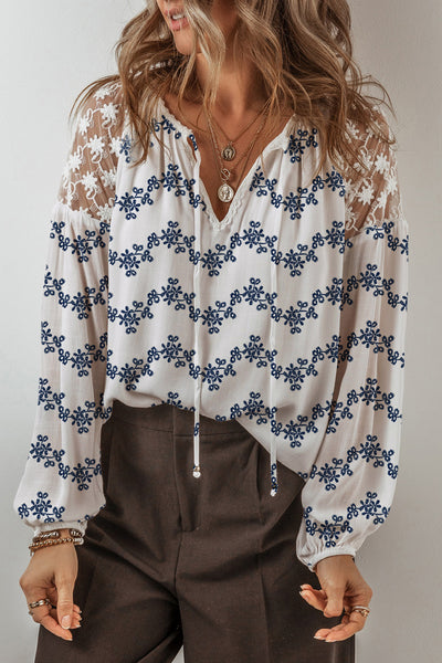 Midnight Bloom Embroidered Blouse