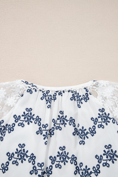 Midnight Bloom Embroidered Blouse