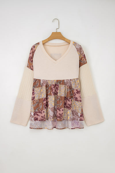 Paisley Patchwork Waffle Top