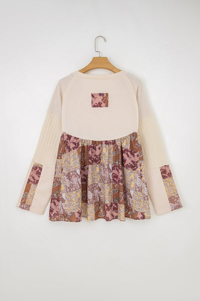 Paisley Patchwork Waffle Top