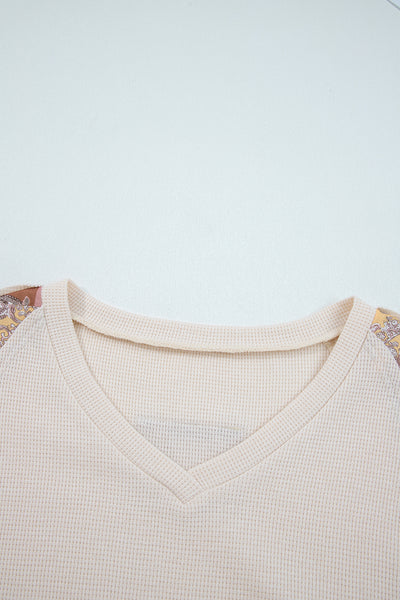 Paisley Patchwork Waffle Top