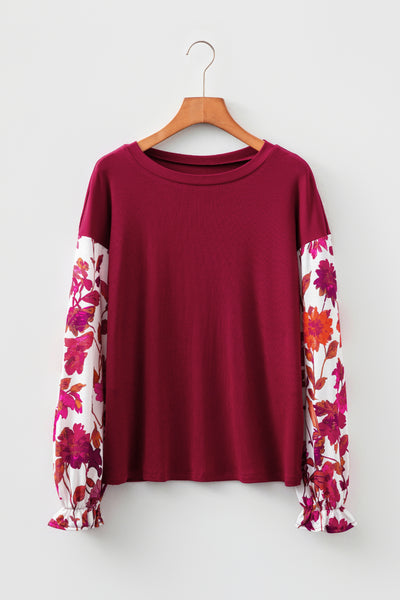 Autumn Muse Floral Sleeve Top
