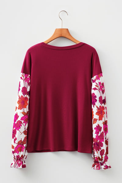 Autumn Muse Floral Sleeve Top