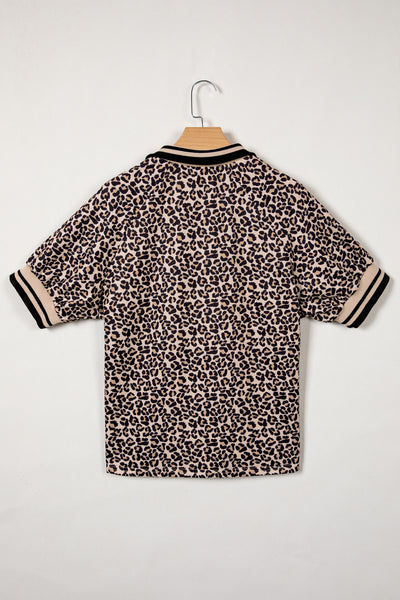 Wildline Zip-Collar Leopard Top