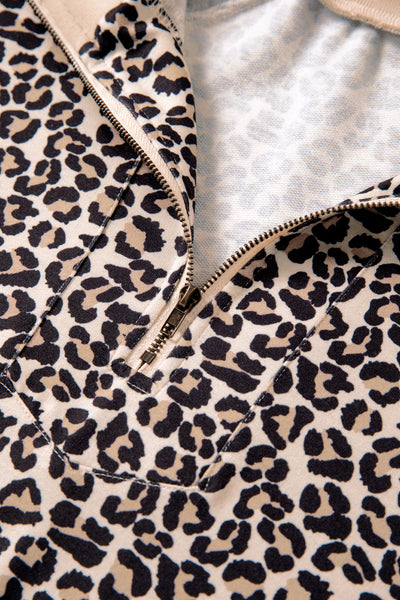 Wildline Zip-Collar Leopard Top