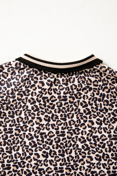 Wildline Zip-Collar Leopard Top