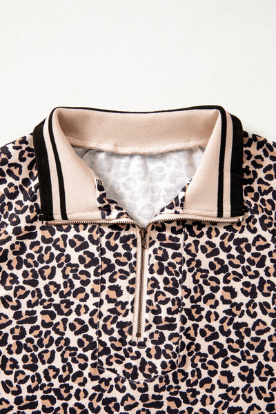 Wildline Zip-Collar Leopard Top