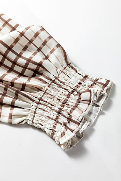 Cafe Check Ruffle-Cuff Blouse