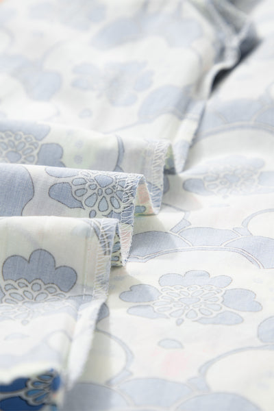 Azure Blossom Shirred Neck Blouse