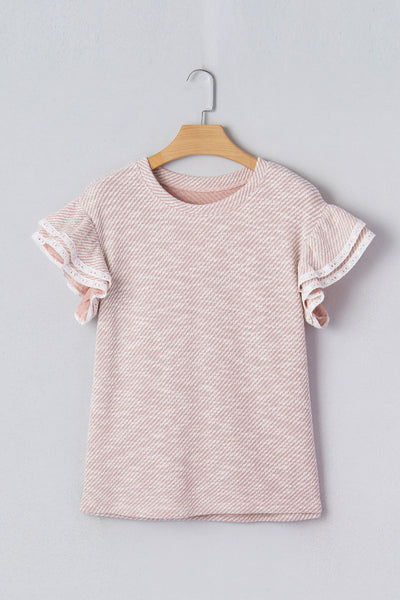Blush Sweetheart Ruffle Knit Top