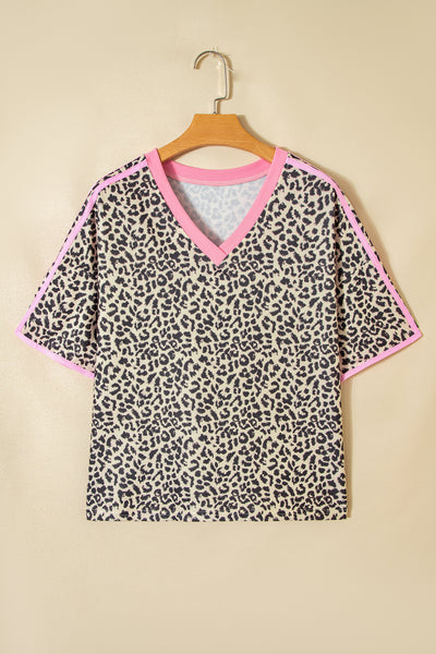 Pink Pulse Leopard V-Neck Tee