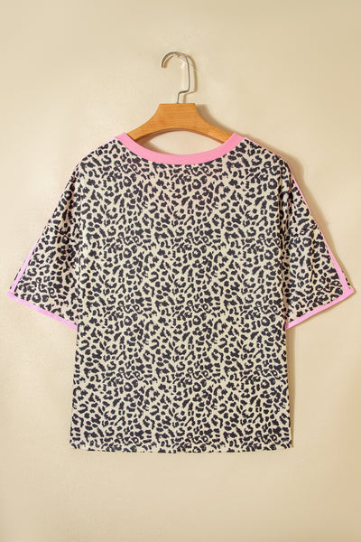Pink Pulse Leopard V-Neck Tee