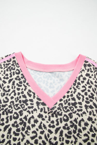 Pink Pulse Leopard V-Neck Tee