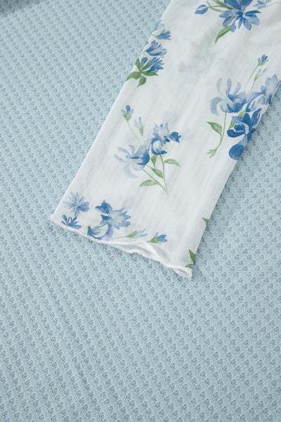 Sky Blossom Waffle Layered Top