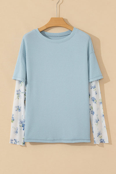 Sky Blossom Waffle Layered Top