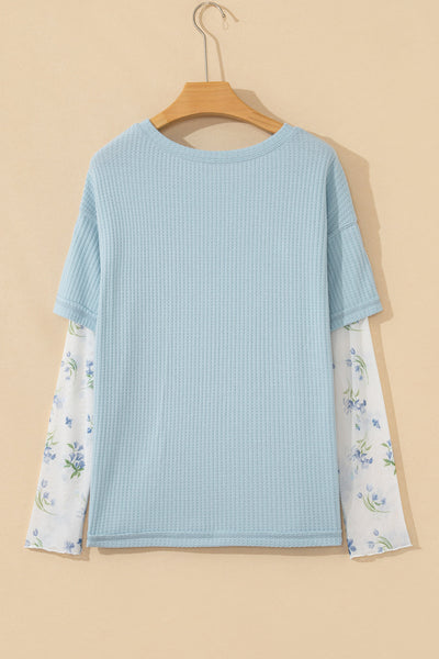 Sky Blossom Waffle Layered Top