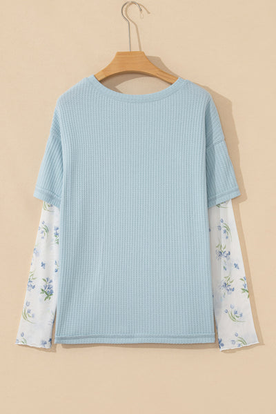 Sky Blossom Waffle Layered Top