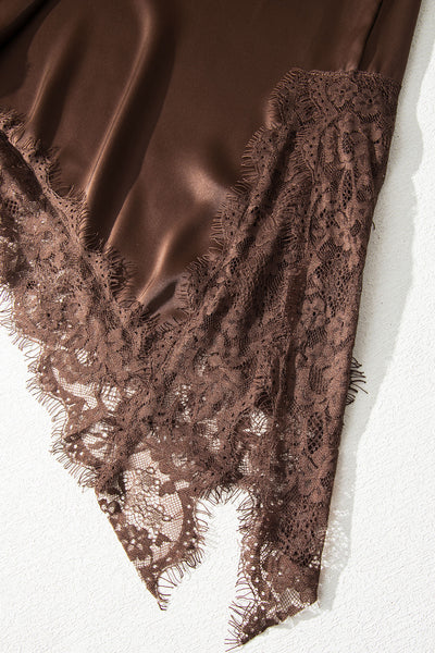 Mocha Midnight Lace Satin Blouse