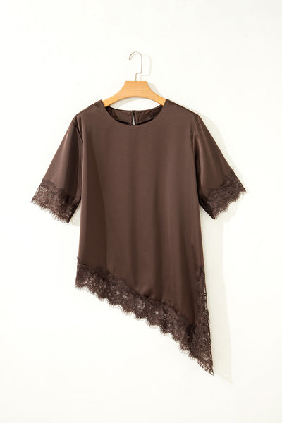 Mocha Midnight Lace Satin Blouse