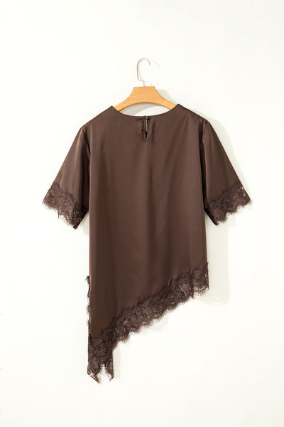 Mocha Midnight Lace Satin Blouse
