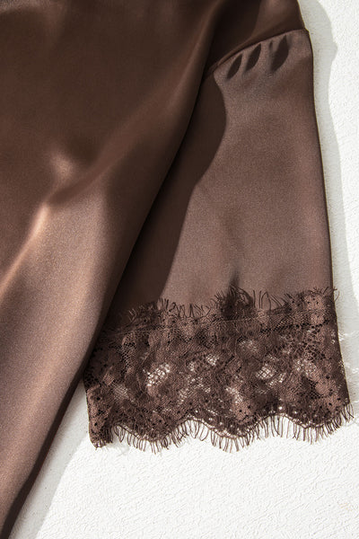 Mocha Midnight Lace Satin Blouse