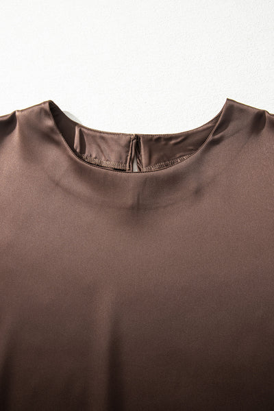 Mocha Midnight Lace Satin Blouse