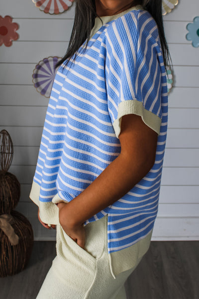 Sky Stripe Waffle Knit Top