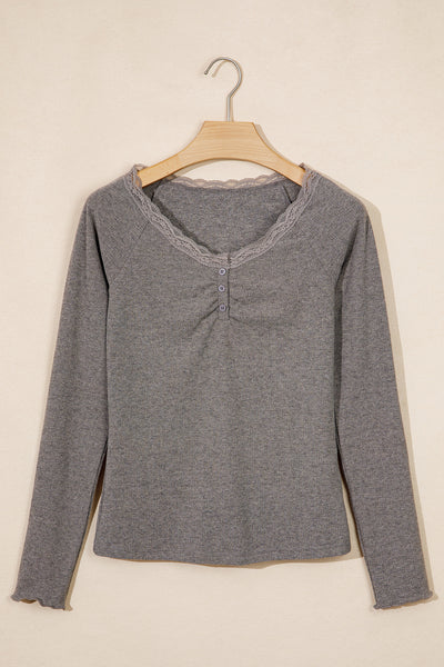 Soft Whispers Lace Henley Top