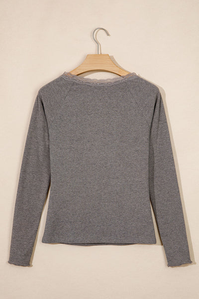 Soft Whispers Lace Henley Top