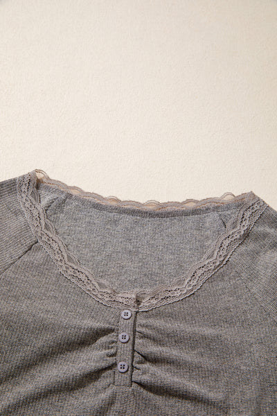 Soft Whispers Lace Henley Top