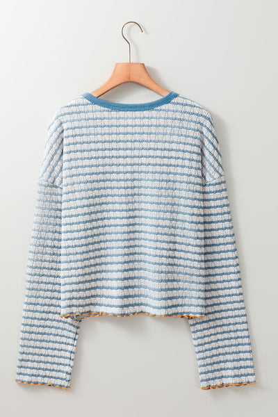 Coastal Stripes Henley Sweater