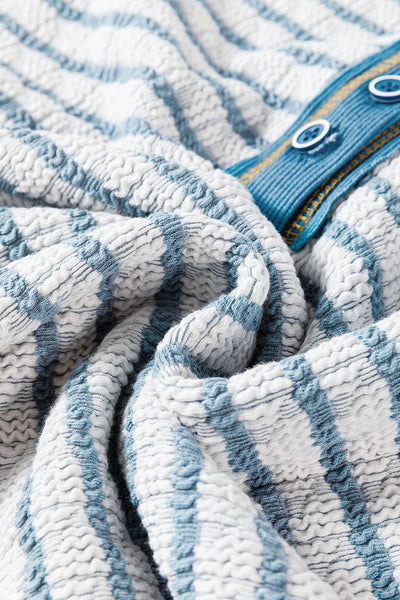 Coastal Stripes Henley Sweater
